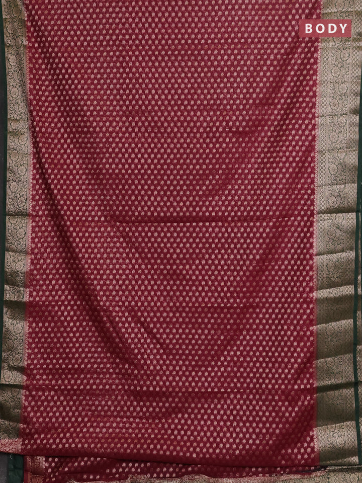 Wine & Green Semi Chiniya Silk Saree