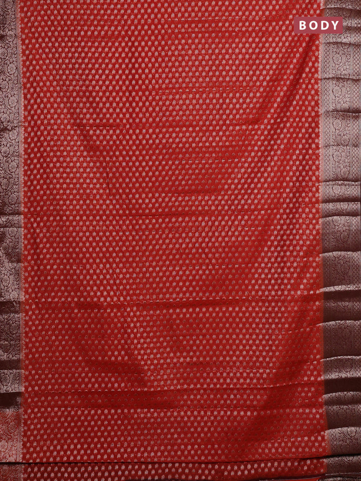 Rustic Orange & Maroon Semi Chiniya Silk Saree