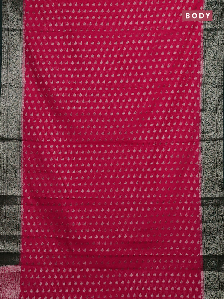 Pink & Green Semi Chiniya Silk Saree