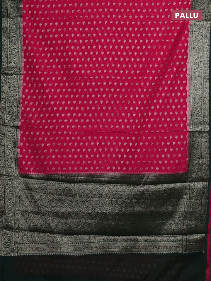 Pink & Green Semi Chiniya Silk Saree