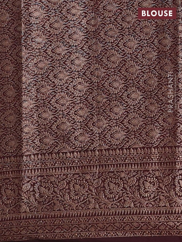 Mustard Green & Maroon Semi Chiniya Silk Saree
