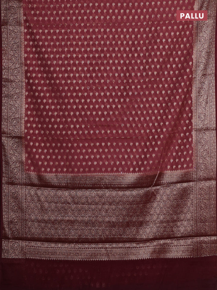 Pastel Brown & Wine Semi Chiniya Silk Saree