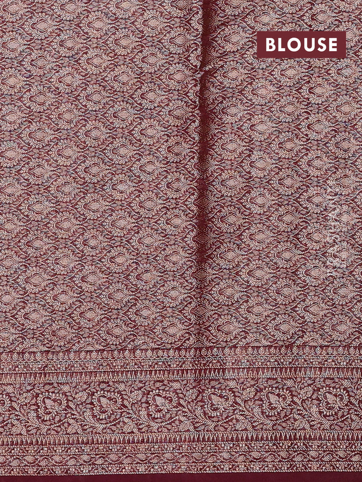 Pastel Brown & Wine Semi Chiniya Silk Saree