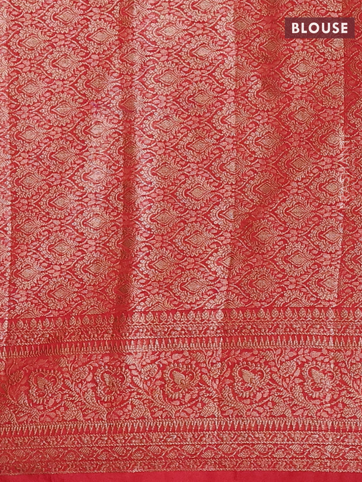Navy Blue & Red Semi Chiniya Silk Saree