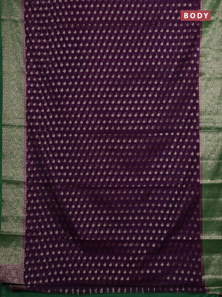 Purple & Green Semi Chiniya Silk Saree