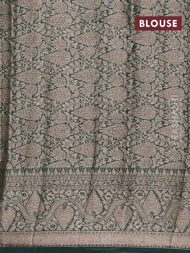 Wine & Bottle Green Semi Chiniya Silk Saree