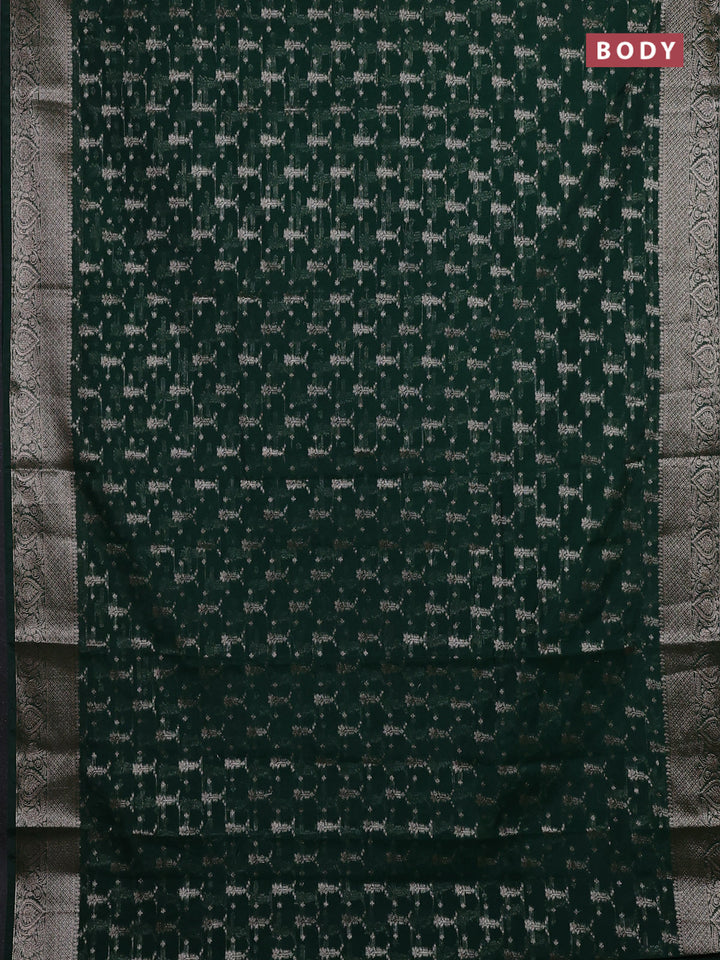 Bottle Green Semi Chiniya Silk Saree