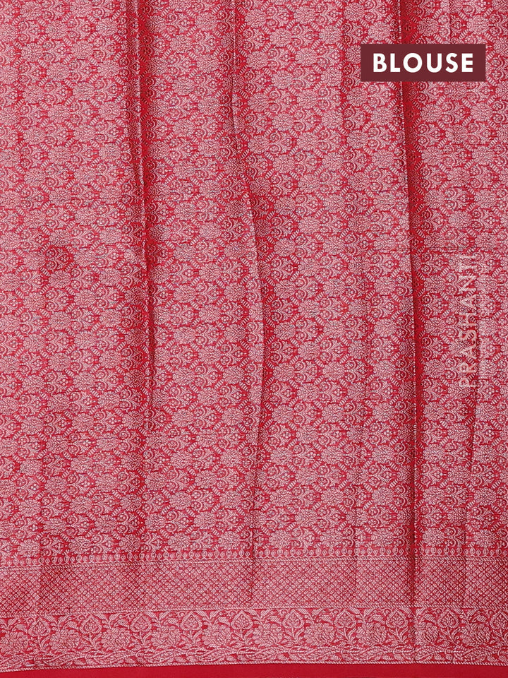 Red Semi Chiniya Silk Saree