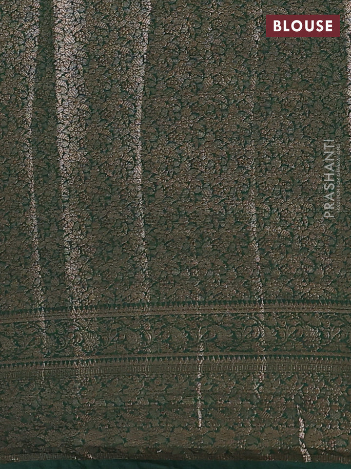 Pink & Bottle Green Semi Chiniya Silk Saree