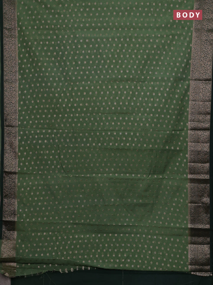 Pastel Green & Bottle Green Semi Chiniya Silk Saree