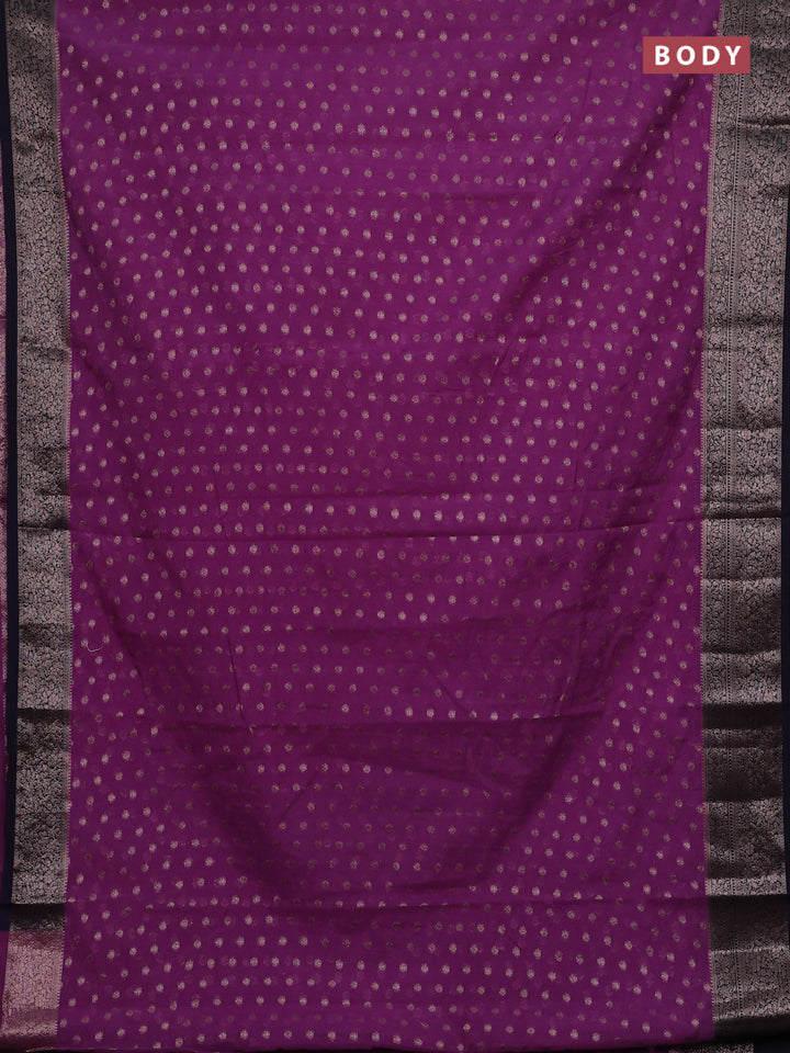 Purple & Navy Blue Semi Chiniya Silk Saree