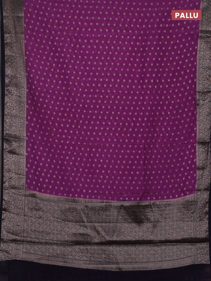 Purple & Navy Blue Semi Chiniya Silk Saree