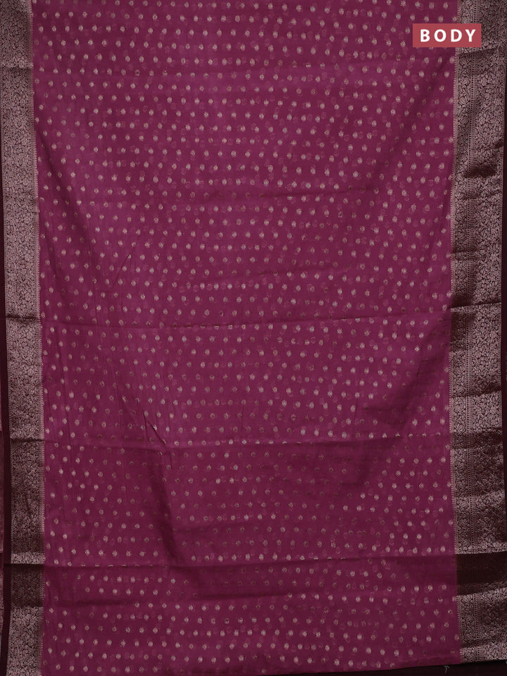 Mauve Pink & Wine Semi Chiniya Silk Saree