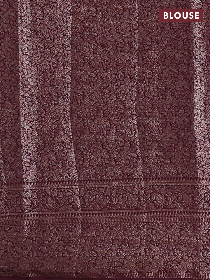 Mauve Pink & Wine Semi Chiniya Silk Saree