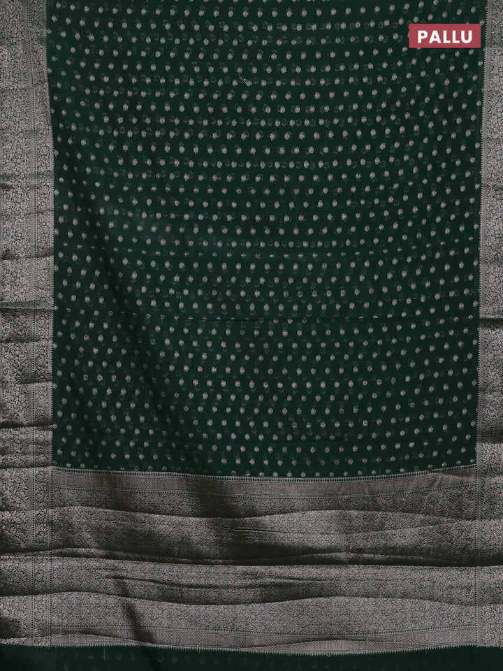 Bottle Green Semi Chiniya Silk Saree