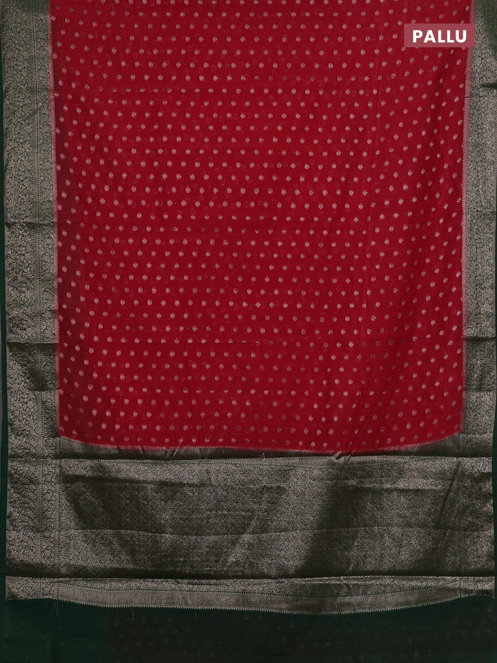 Red & Green Semi Chiniya Silk Saree