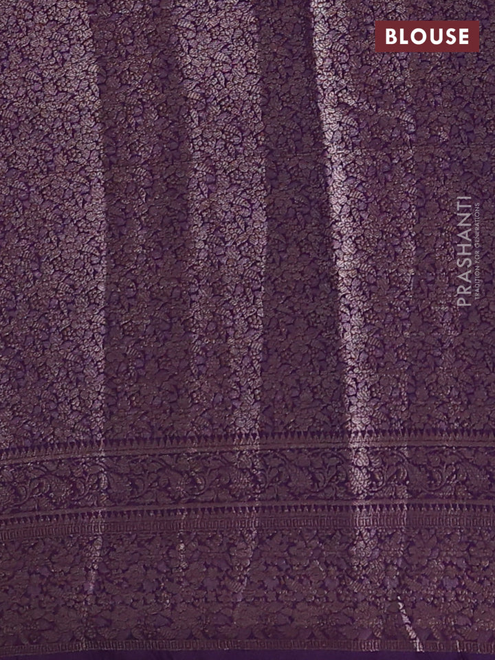Mustard Yellow & Violet Semi Chiniya Silk Saree