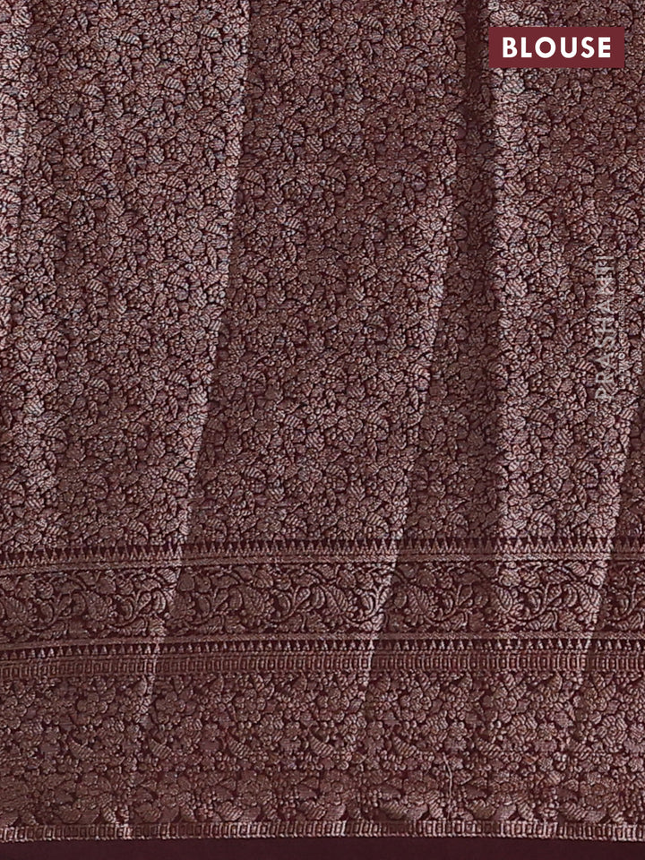 Mustard Green & Brown Semi Chiniya Silk Saree
