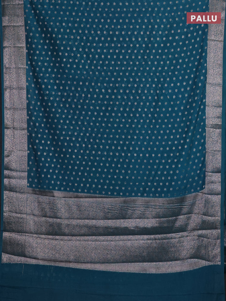 Teal Green Semi Chiniya Silk Saree