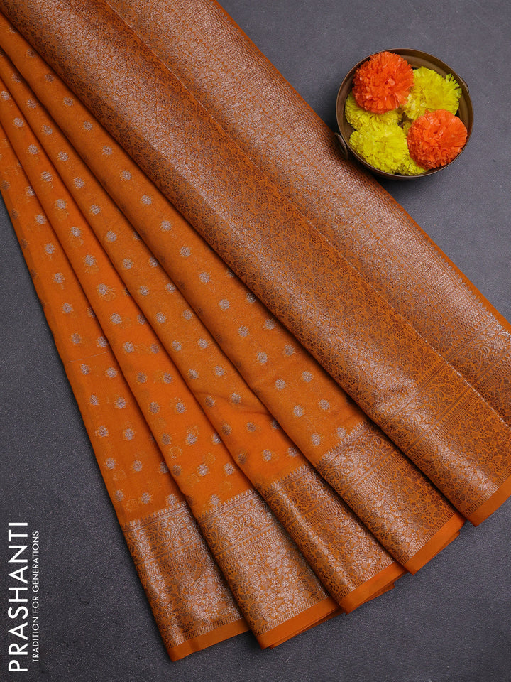 Mango Yellow Semi Chiniya Silk Saree