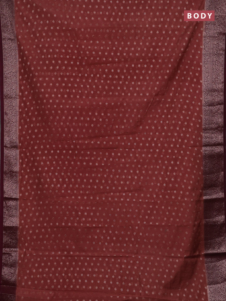 Pastel Brown & Wine Semi Chiniya Silk Saree