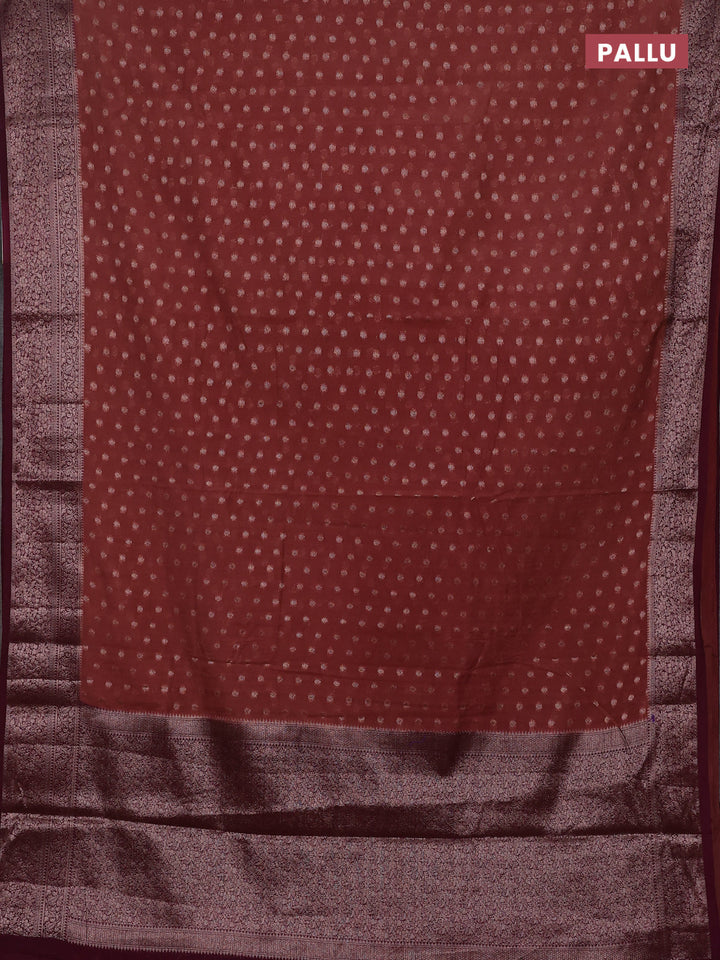 Pastel Brown & Wine Semi Chiniya Silk Saree
