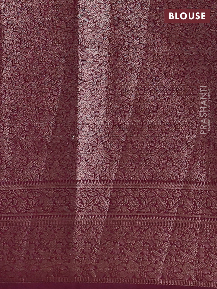 Pastel Brown & Wine Semi Chiniya Silk Saree