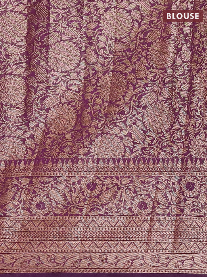 Mustard Yellow & Purple Semi Chiniya Silk Saree