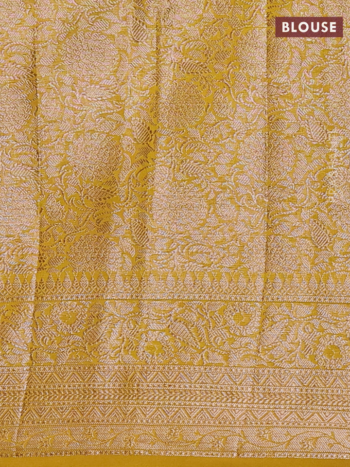 Coffee Brown & Mustard Green Semi Chiniya Silk Saree