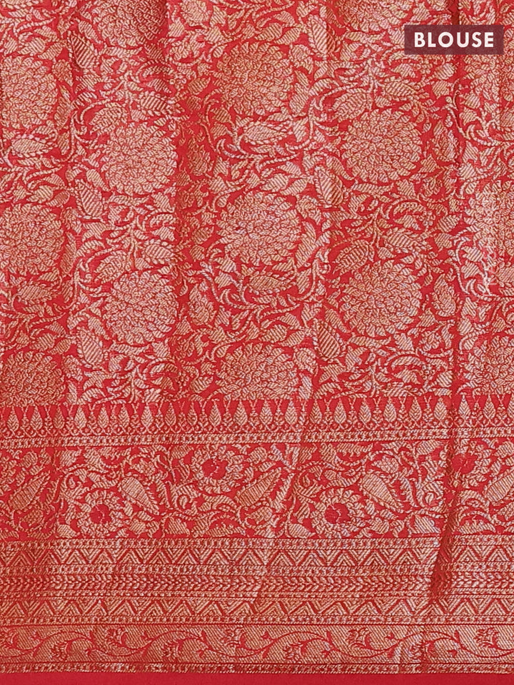 Navy Blue & Red Semi Chiniya Silk Saree