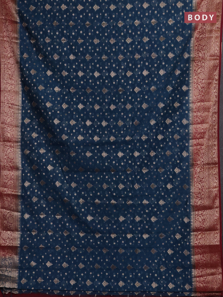 Peacock Green & Wine Semi Chiniya Silk Saree