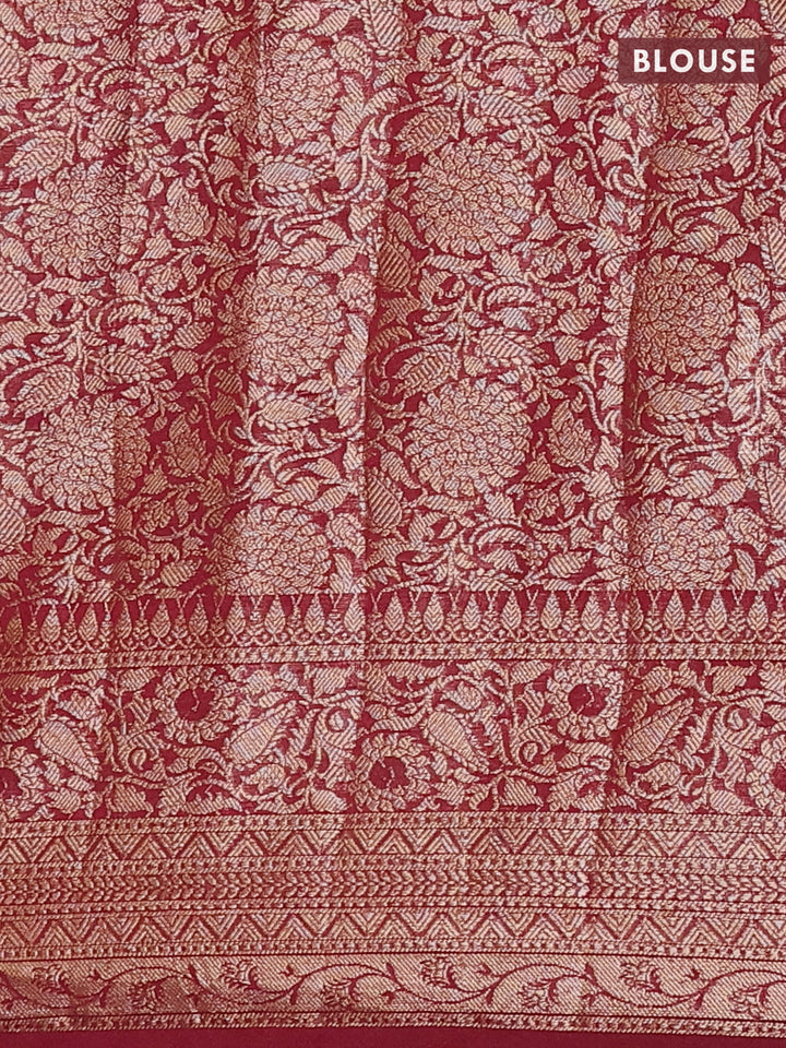 Peacock Green & Wine Semi Chiniya Silk Saree