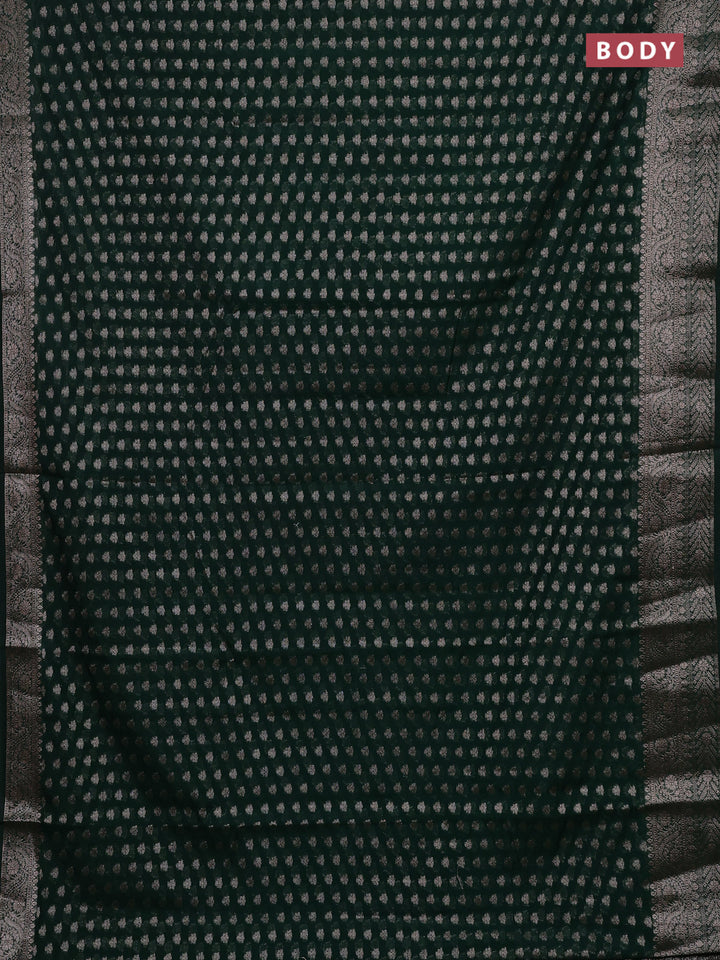 Bottle Green Semi Chiniya Silk Saree