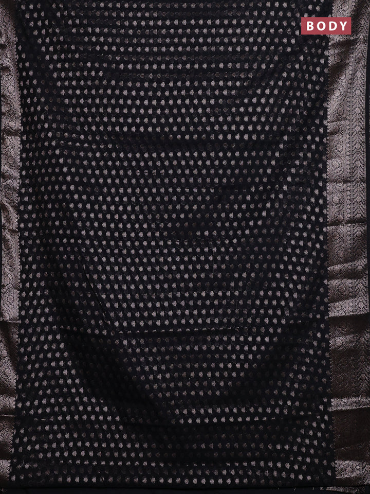 Black Semi Chiniya Silk Saree