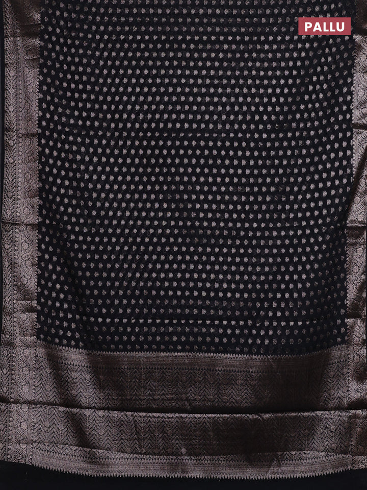 Black Semi Chiniya Silk Saree