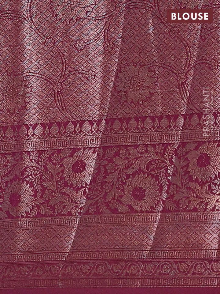 Pastel Brown & Wine Semi Chiniya Silk Saree
