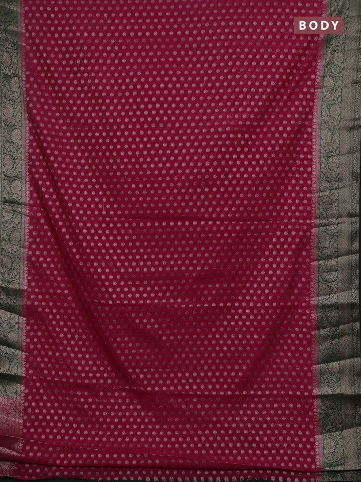 Pink & Bottle Green Semi Chiniya Silk Saree