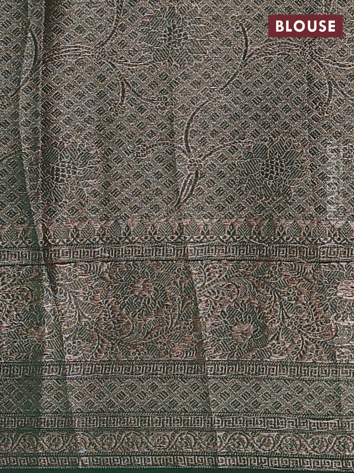 Pink & Bottle Green Semi Chiniya Silk Saree