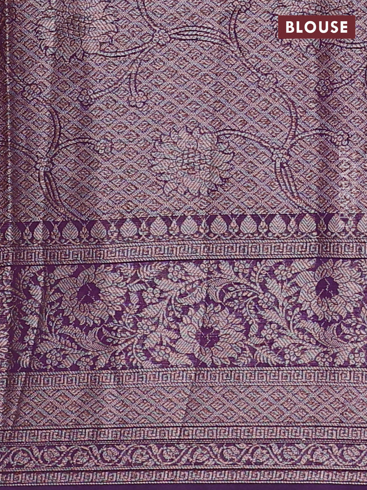 Mustard Yellow & Purple Semi Chiniya Silk Saree