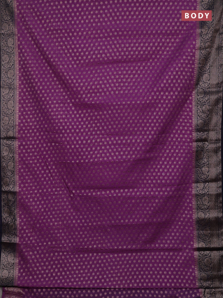 Lavender & Navy Blue Semi Chiniya Silk Saree