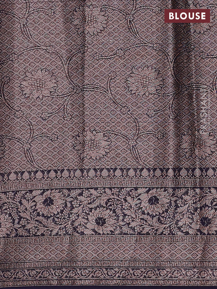 Lavender & Navy Blue Semi Chiniya Silk Saree