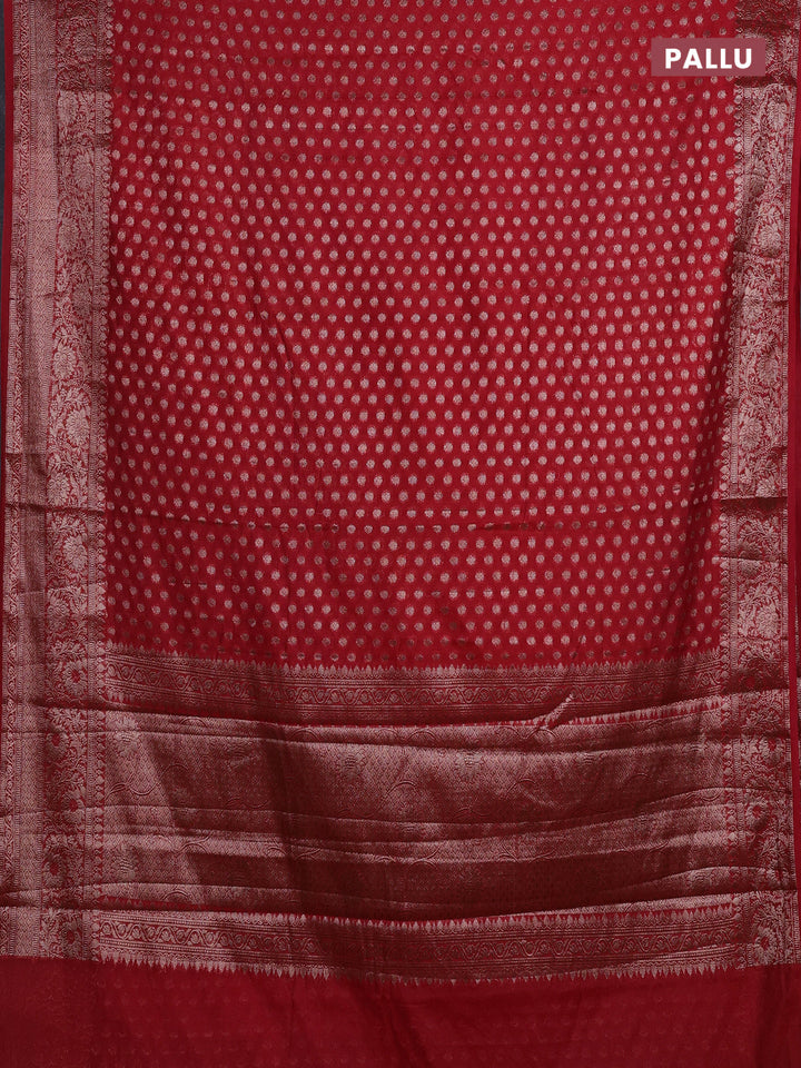 Red Semi Chiniya Silk Saree