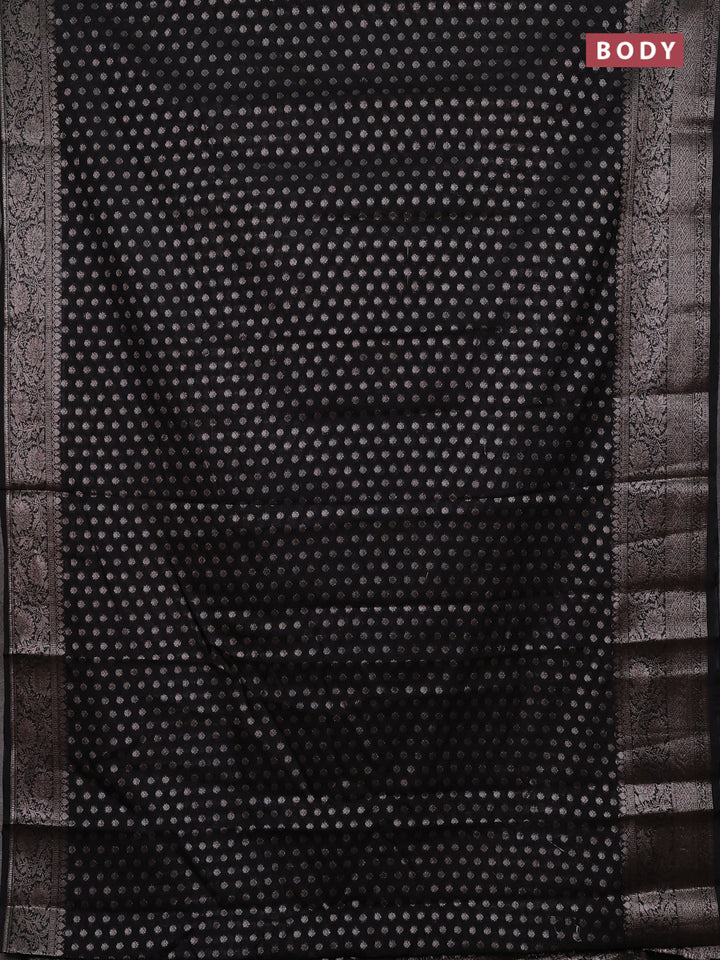 Black Semi Chiniya Silk Saree