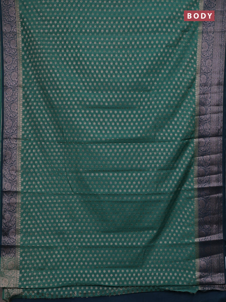 Teal Green & Peacock Green Semi Chiniya Silk Saree