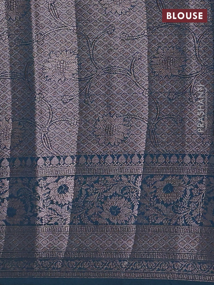 Teal Green & Peacock Green Semi Chiniya Silk Saree