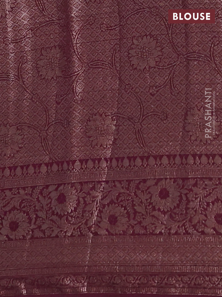 Mauve Pink & Wine Semi Chiniya Silk Saree