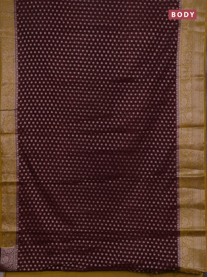 Maroon & Mustard Semi Chiniya Silk Saree