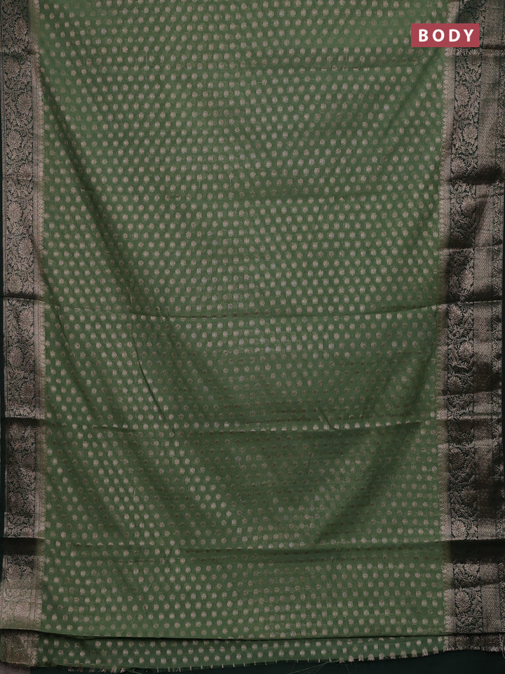 Pastel Green & Bottle Green Semi Chiniya Silk Saree