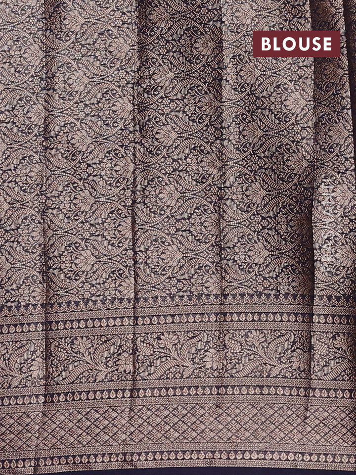 Lavender & Navy Blue Semi Chiniya Silk Saree