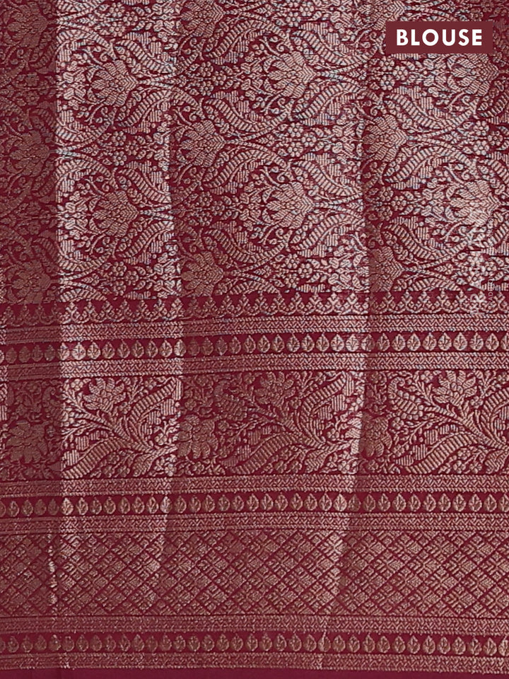 Peacock Green & Maroon Semi Chiniya Silk Saree